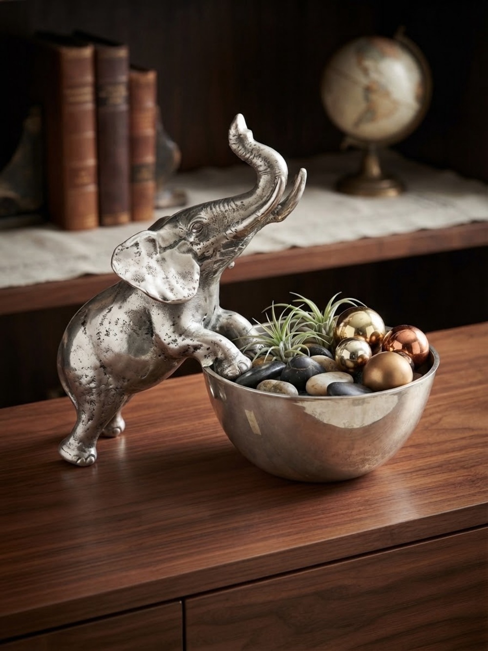 Aluminum Bowl Candy/Nut Dish with Elephant Trunk Up